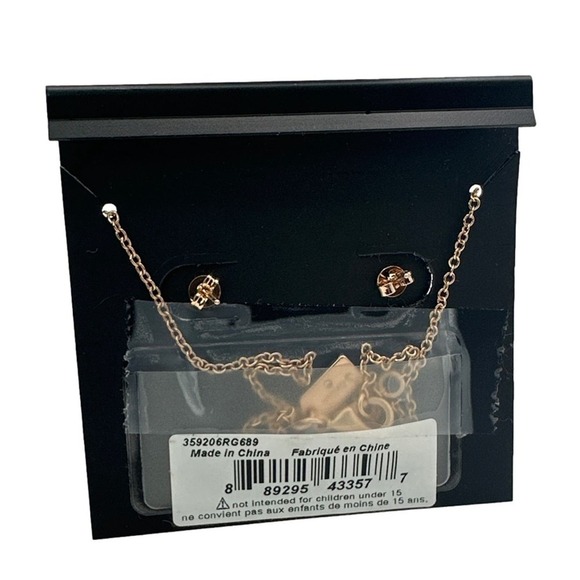 NWT COACH Signature Rose Gold Tone Floral Earrings Studs and Necklace Set - Picture 3 of 5